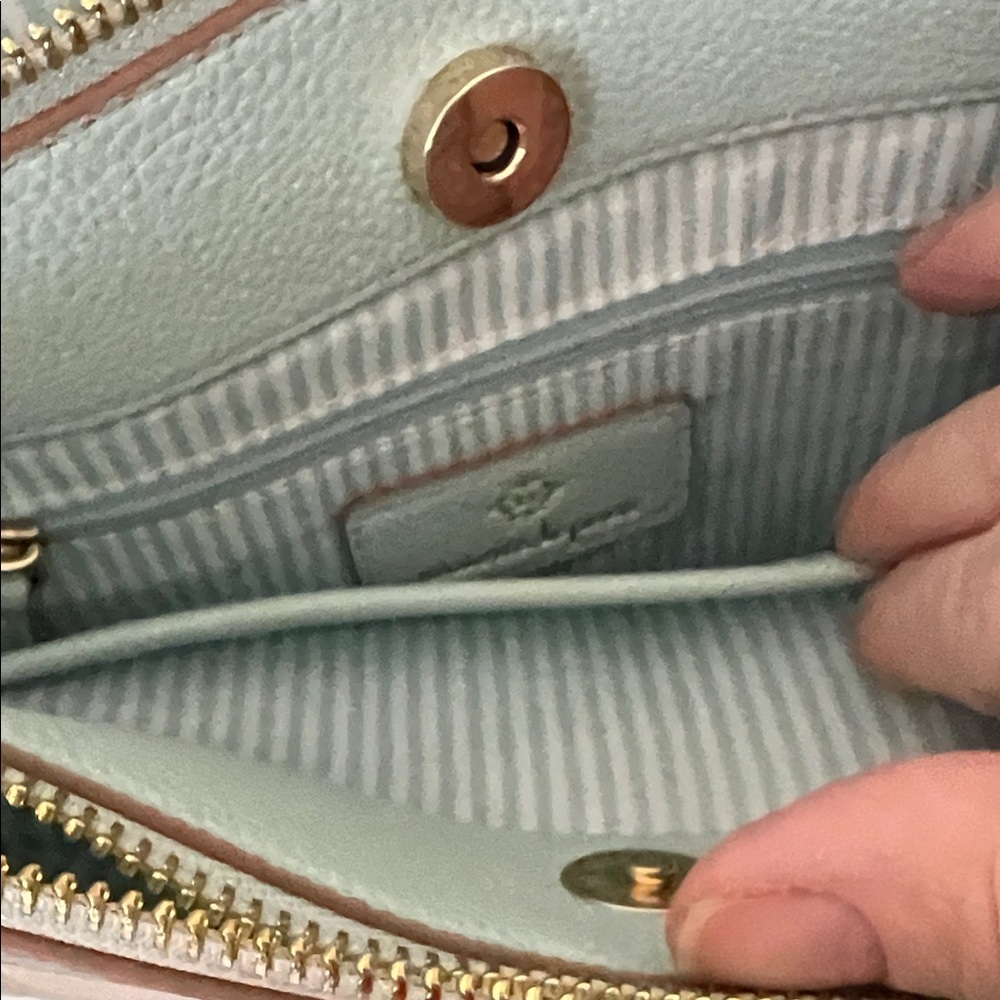 Nanette Lepore Teal and Beige Leather Handbag cross body NWOT - Picture 5 of 10